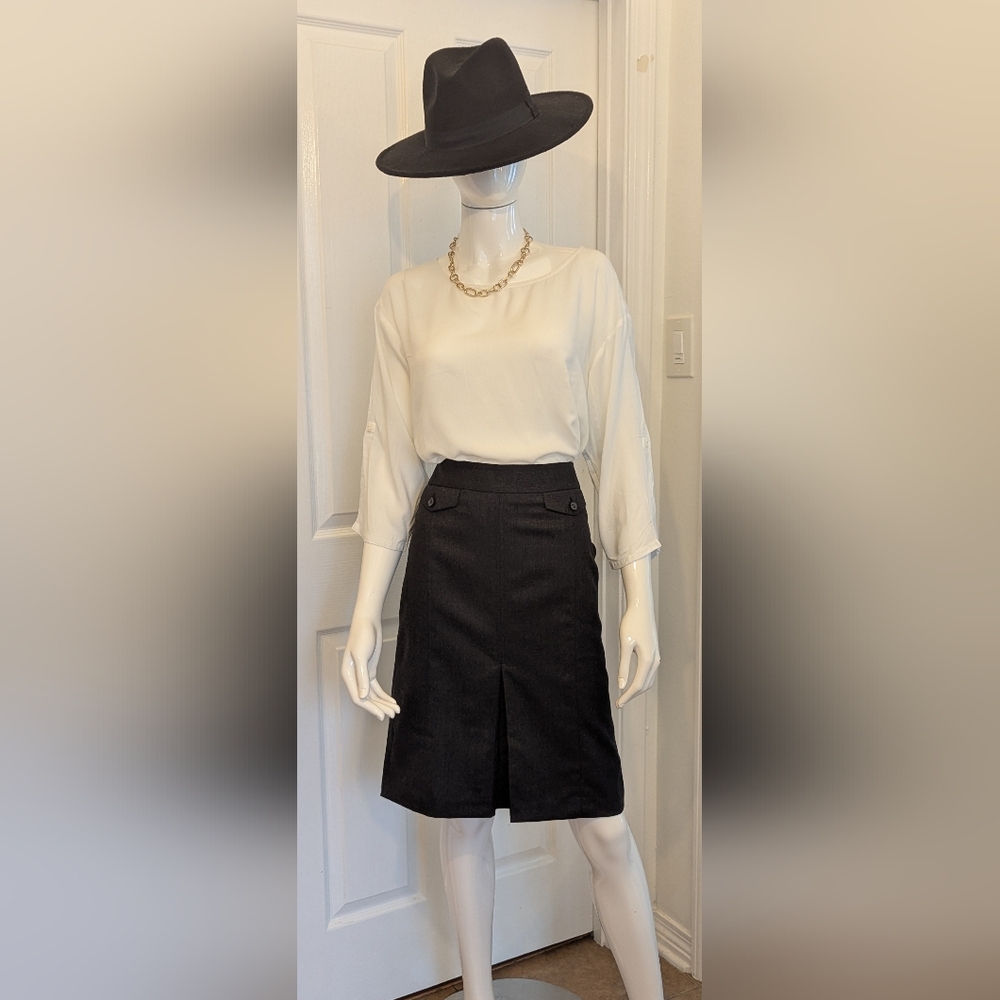 Ann Taylor LOFT Charcoal Pencil Skirt Fully Lined 8